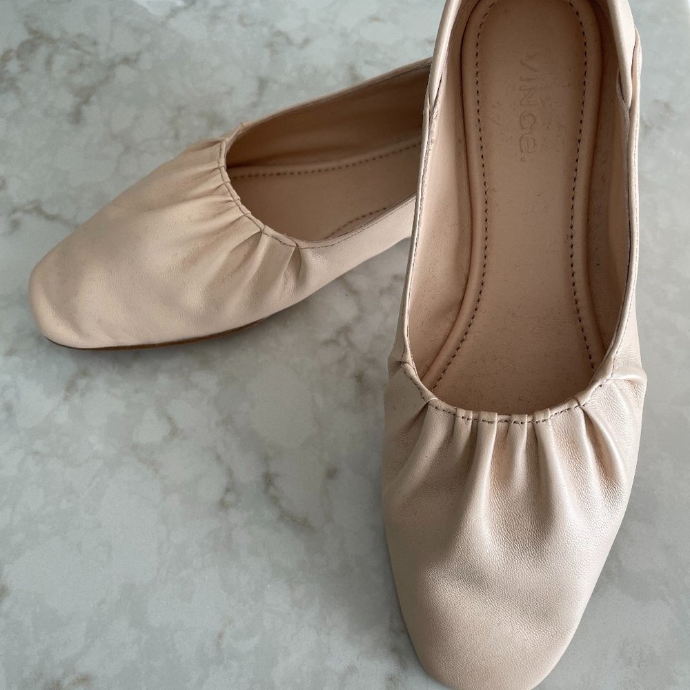Vince Kali pink Leather gathered Ballerina flats
